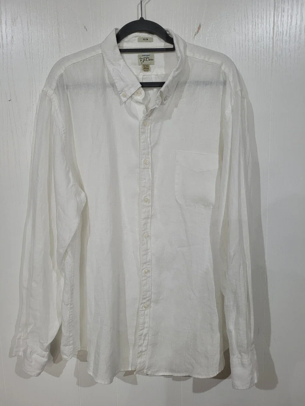 J. Crew Men’s White Long Sleeve Slim Fit  Button-Down Irish Linen Shirt Size XXL